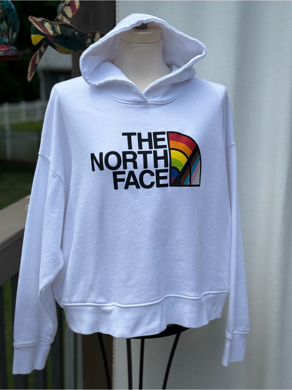 The North Face Hoodie Womens XXL Pride Rainbow Logo Cropped Sweatshirt